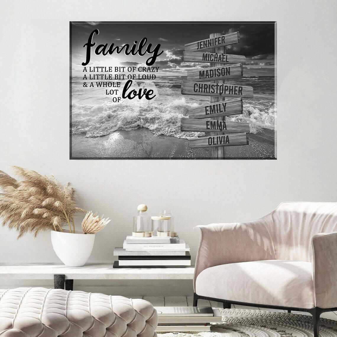 Ocean Sunset A Little Whole Lot of Love Multi-Names Premium Canvas Poster #4