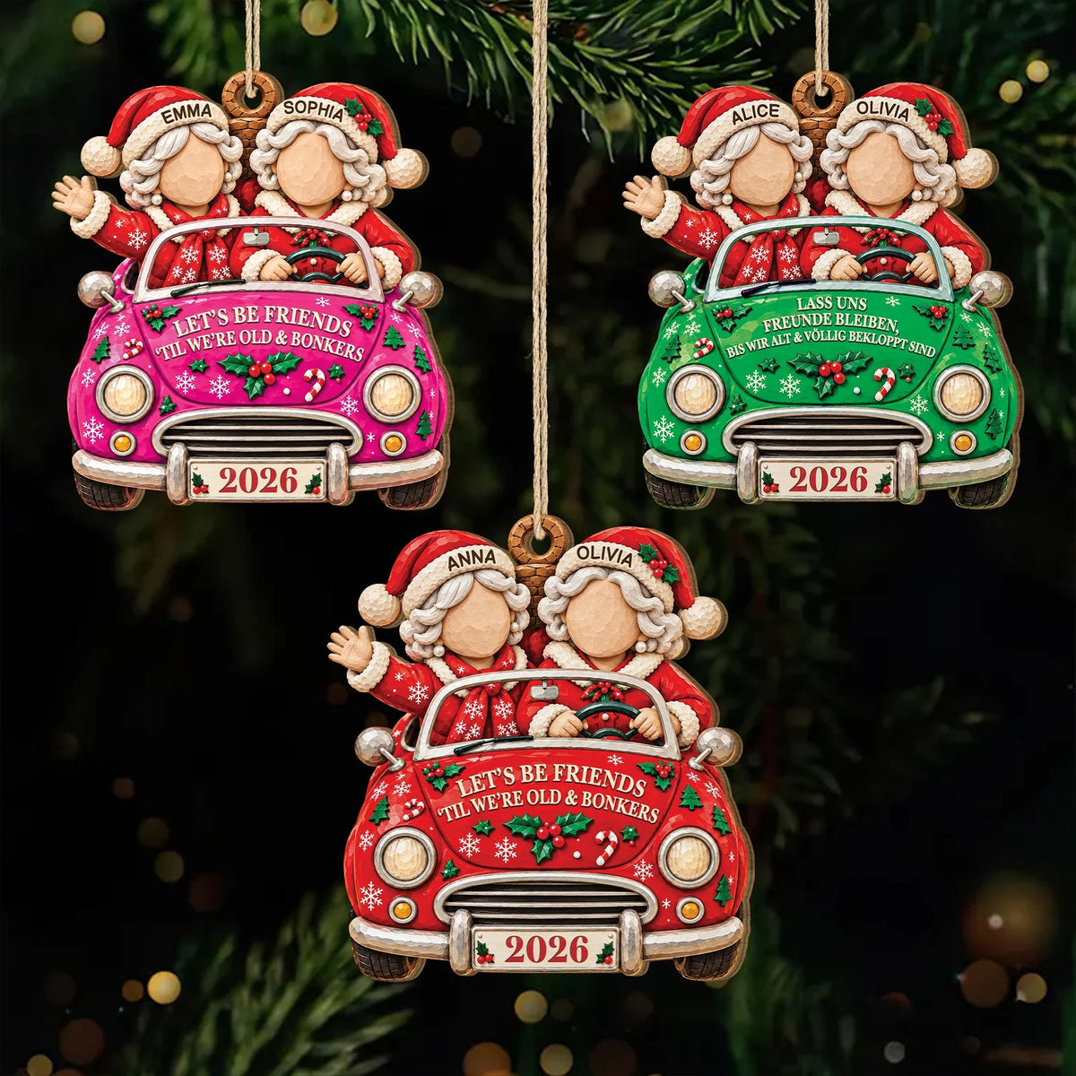 Personalized Let's Be Friends Til We're Old Wooden Ornament