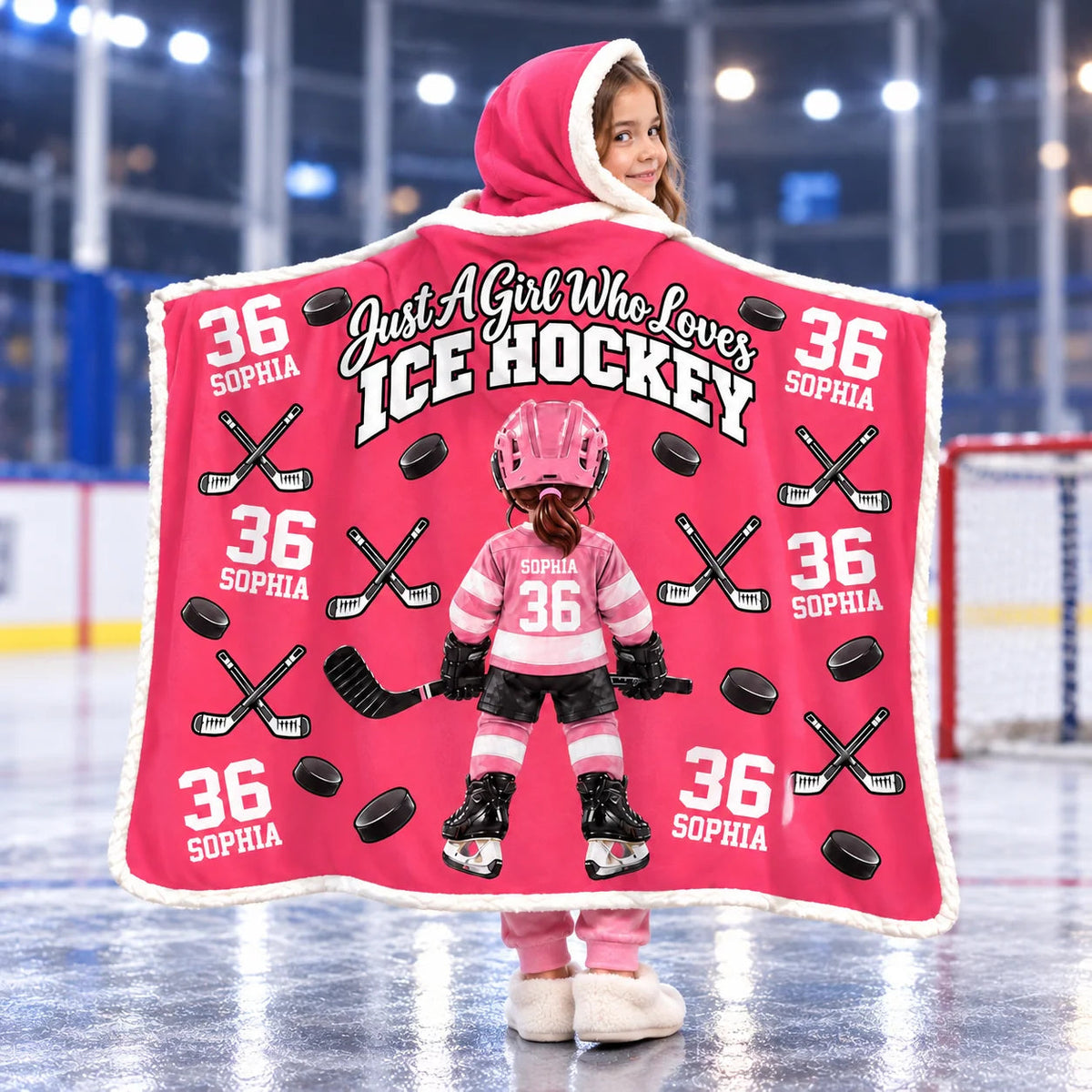 Personalized Just A Girl Who Loves Ice Hockey Blanket