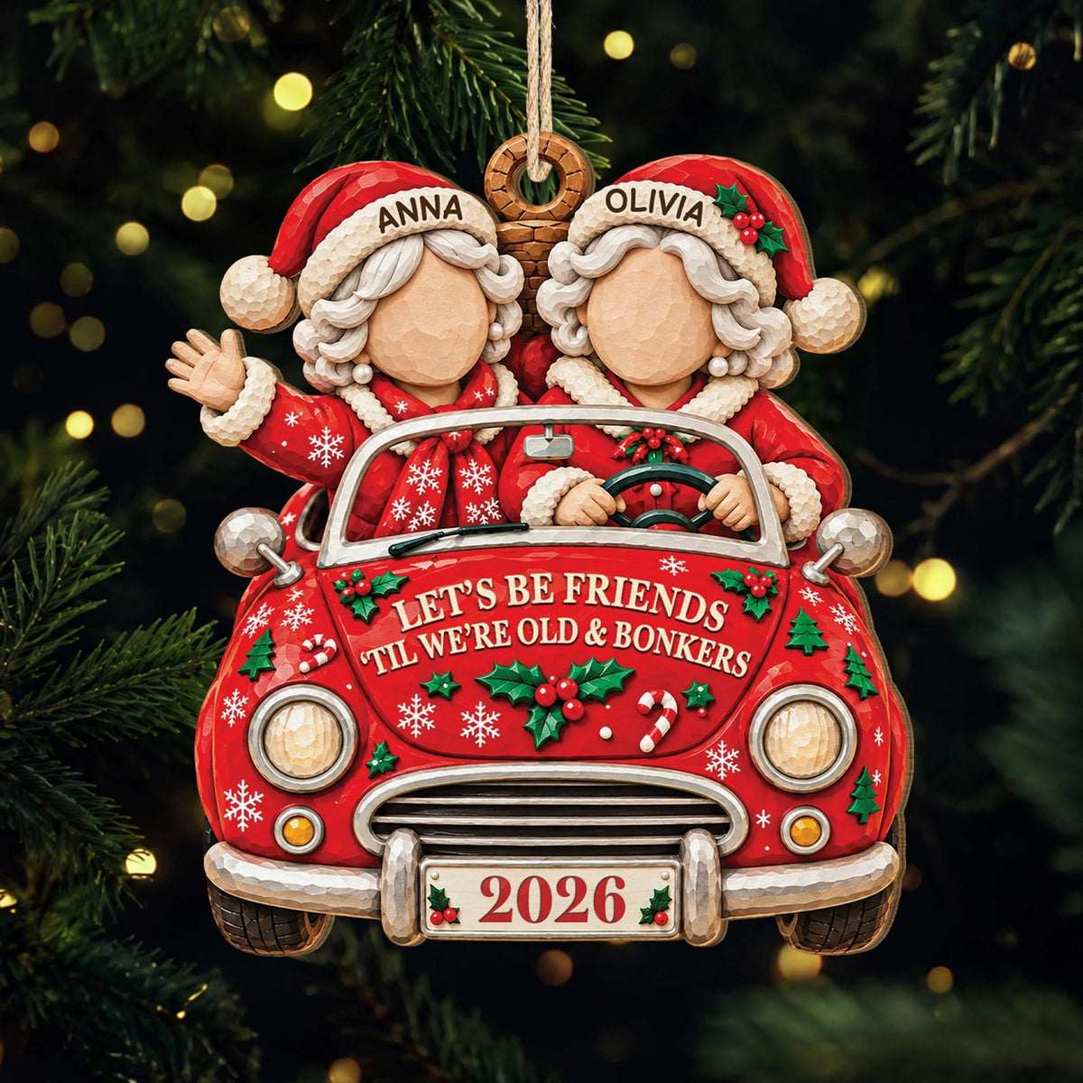 Personalized Let's Be Friends Til We're Old Wooden Ornament
