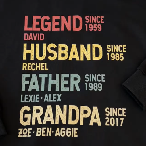 Legend Husband Daddy Papa Customized Shirt