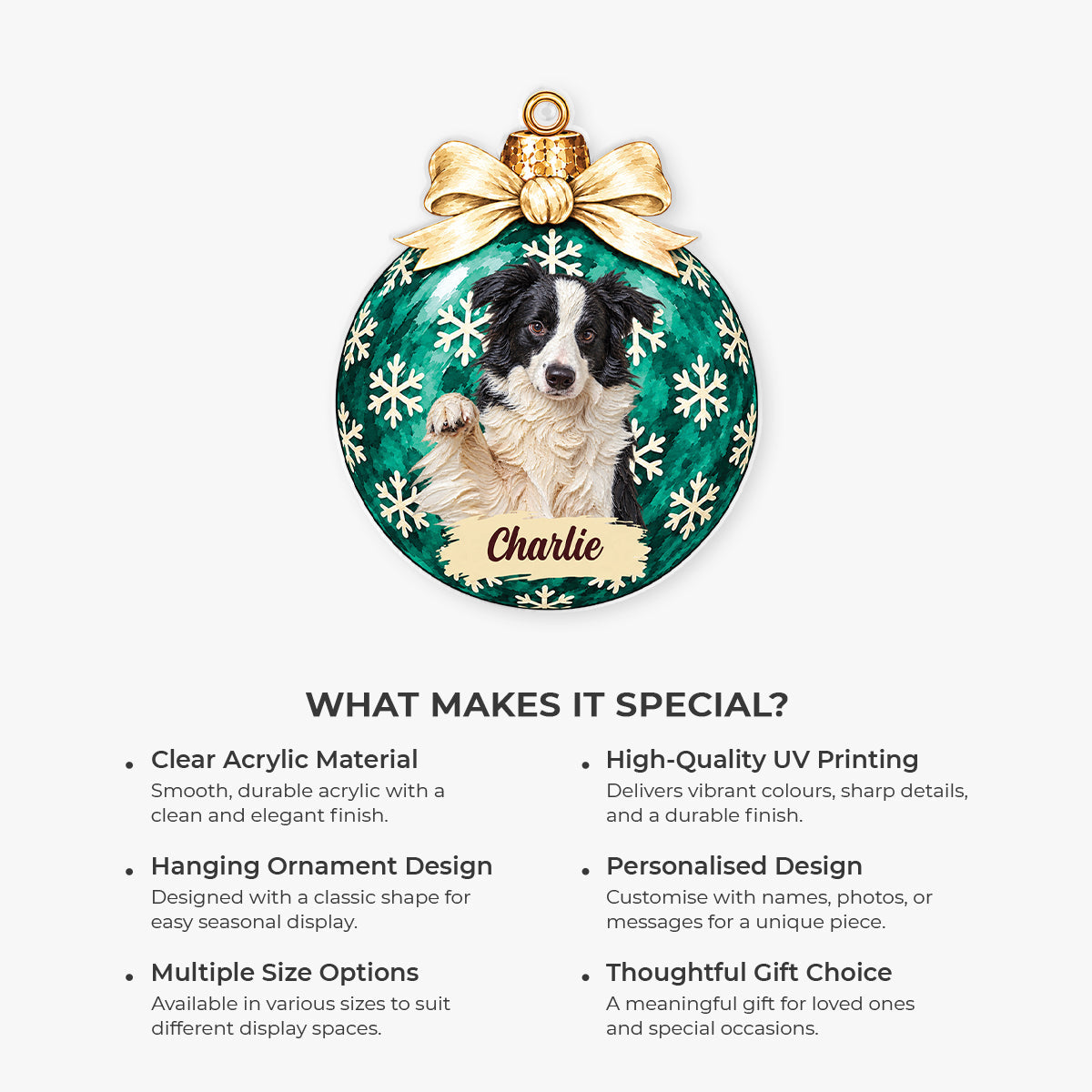 Personalised Pet Lover Gifts - AI Pet Photo Christmas Acrylic Ornament