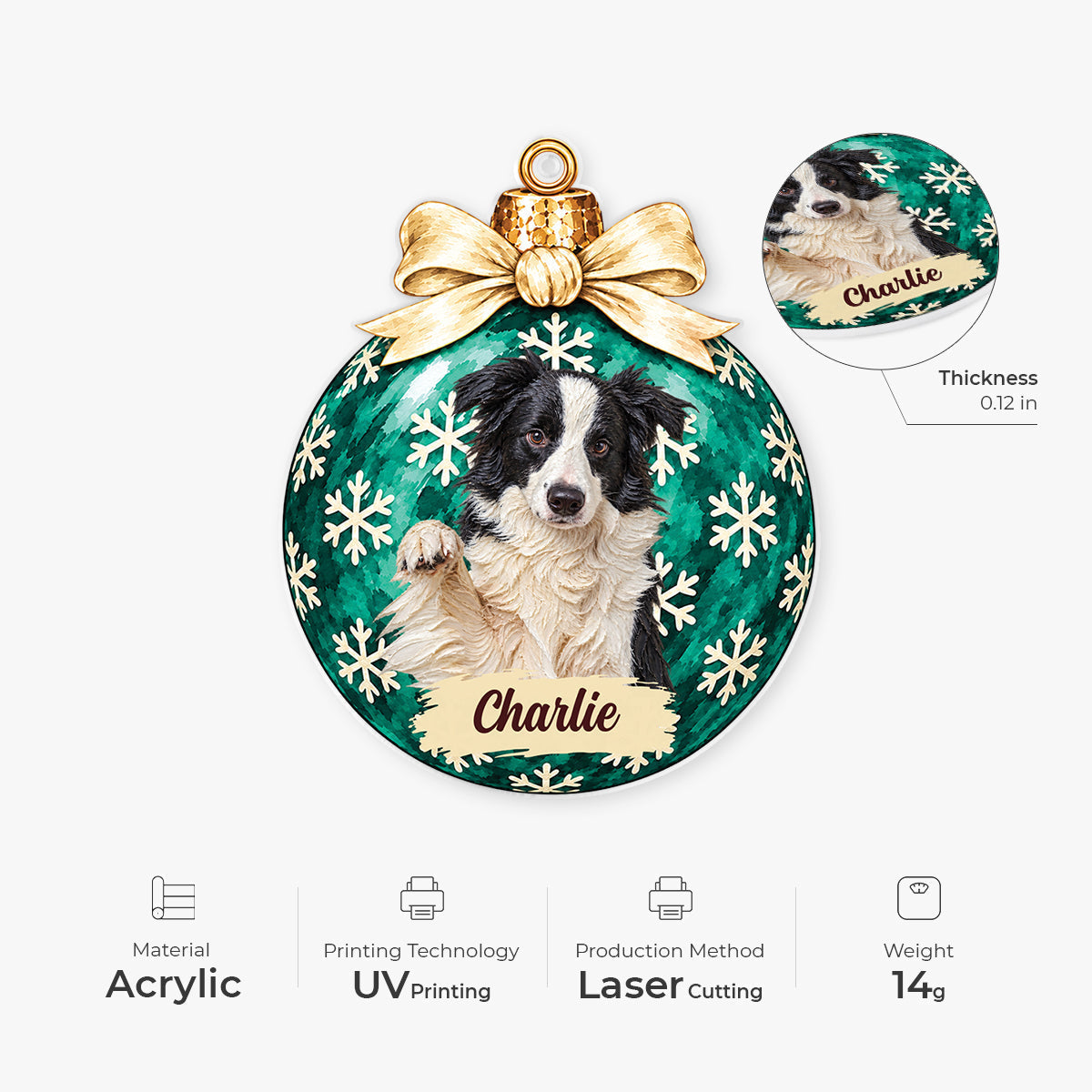 Personalised Pet Lover Gifts - AI Pet Photo Christmas Acrylic Ornament