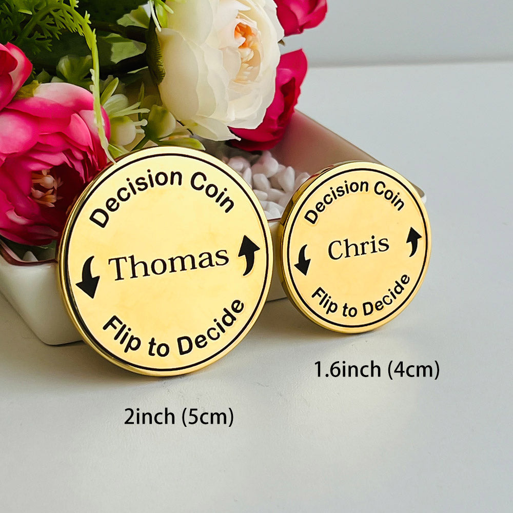 Custom Couple Decision Coin Couples Engraved Flip Coin 2 pcs