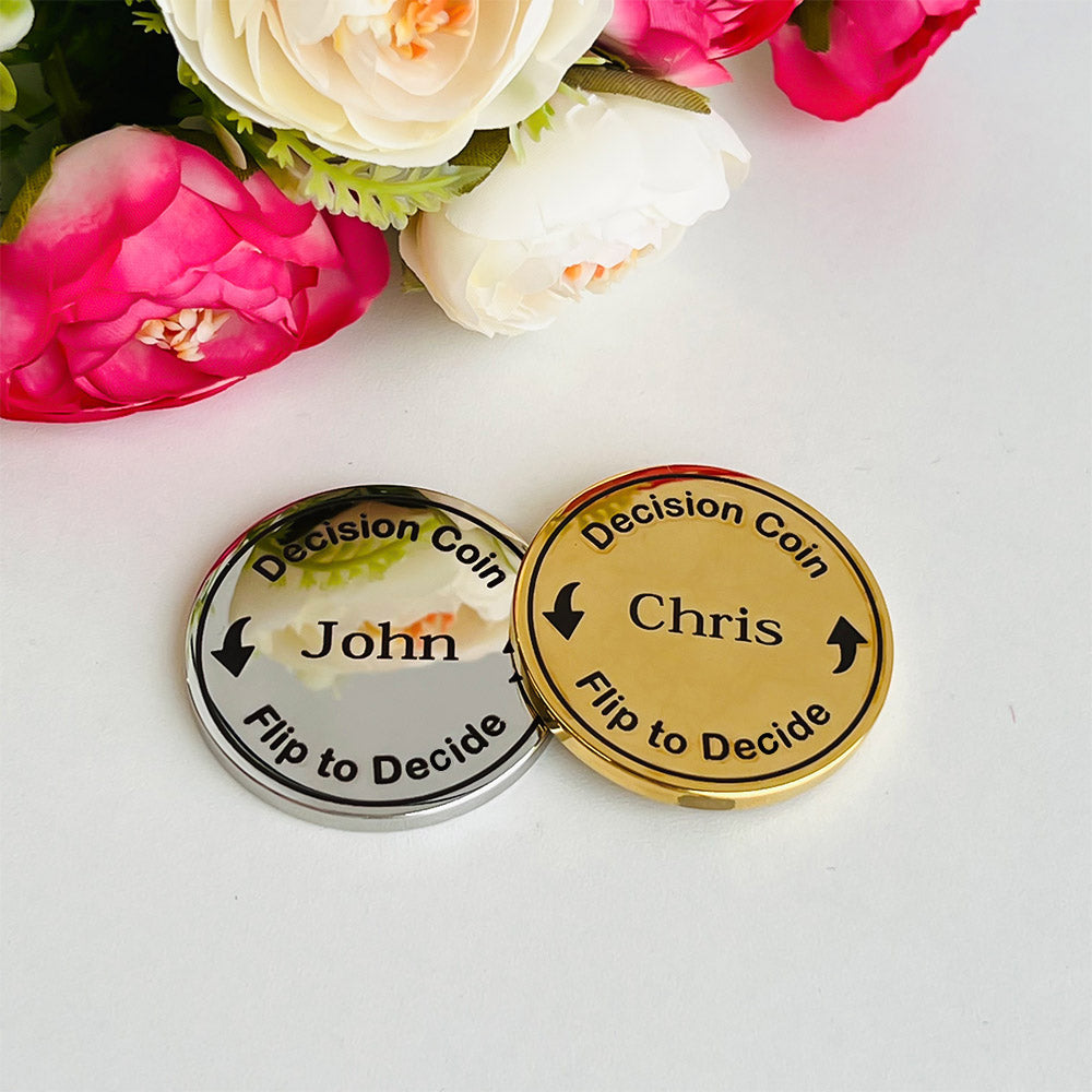 Custom Couple Decision Coin Couples Engraved Flip Coin 2 pcs