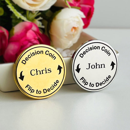 Custom Couple Decision Coin Couples Engraved Flip Coin 2 pcs