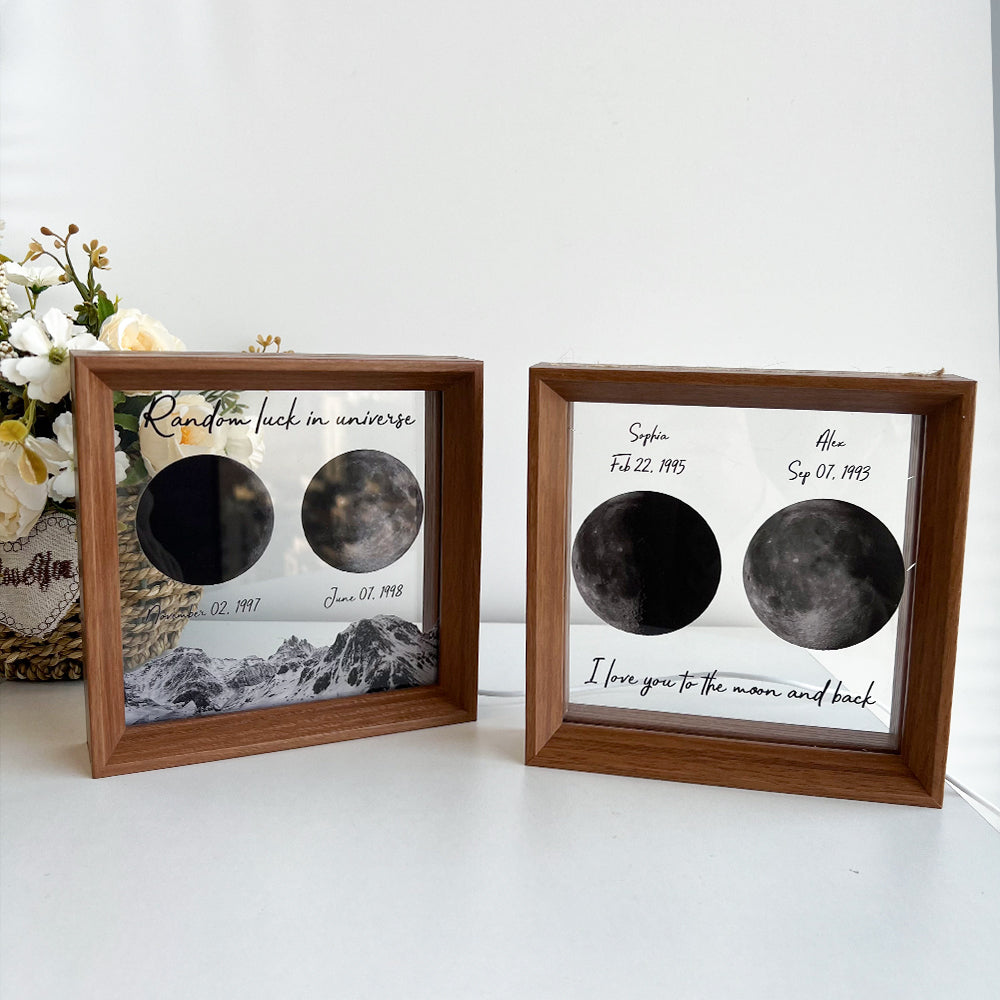 Random luck in universe Custom Moon Phases Print LED Light Frame