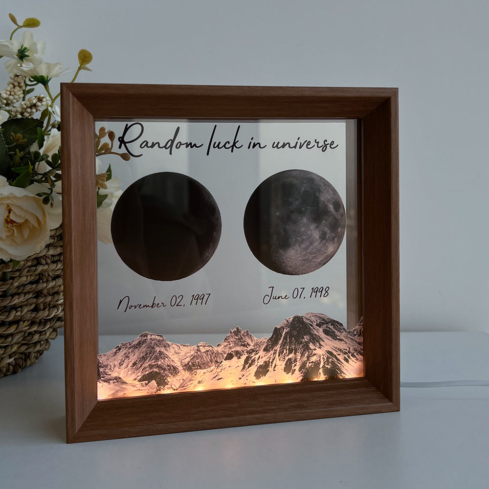 Random luck in universe Custom Moon Phases Print LED Light Frame