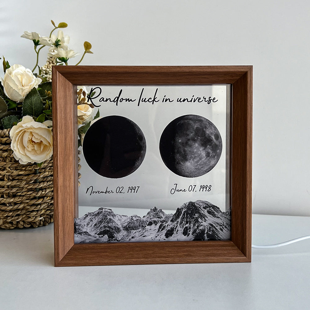 Random luck in universe Custom Moon Phases Print LED Light Frame