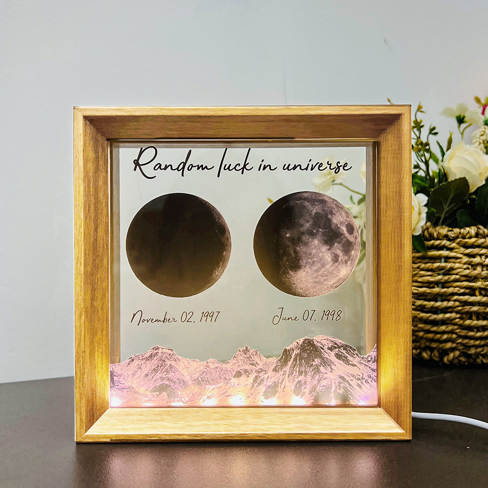 Random luck in universe Custom Moon Phases Print LED Light Frame