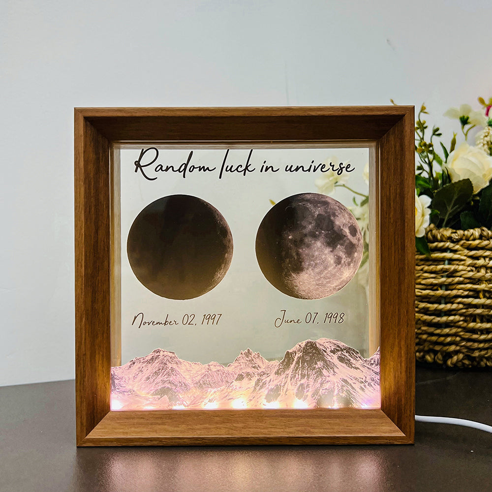 Random luck in universe Custom Moon Phases Print LED Light Frame