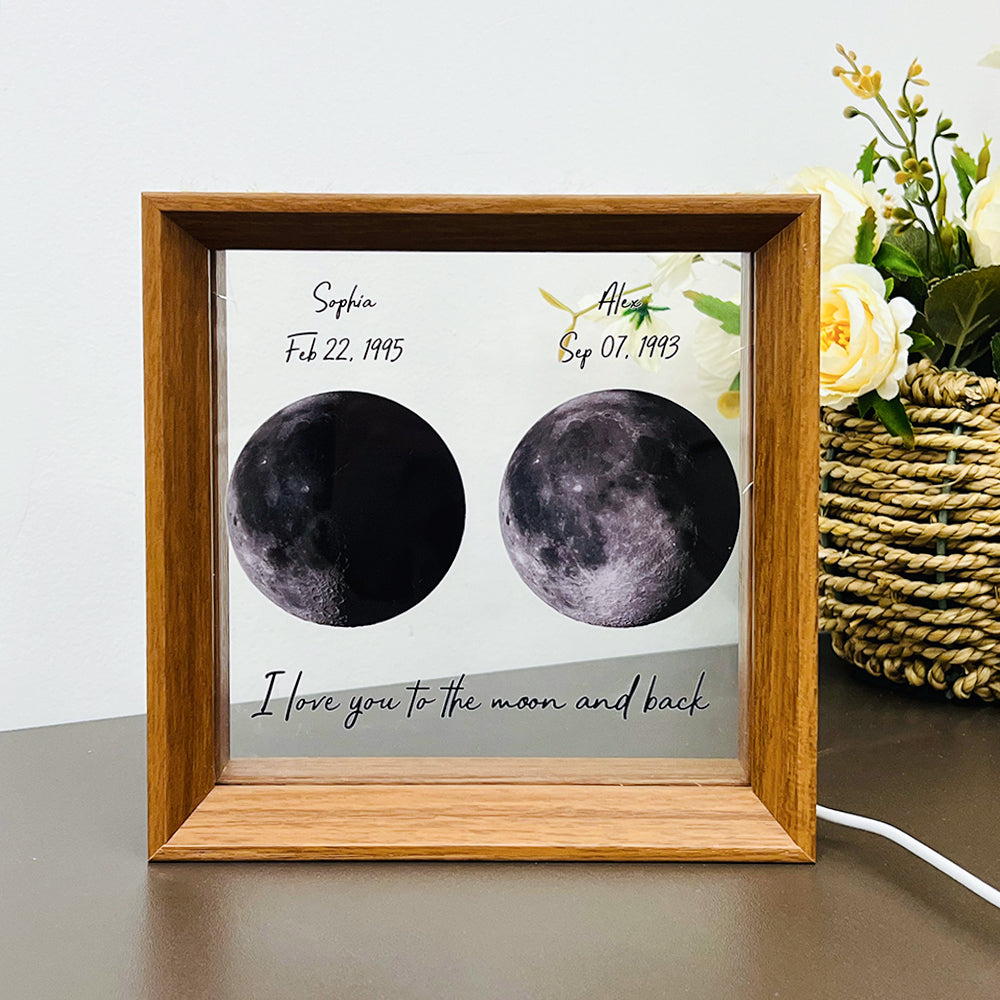 Random luck in universe Custom Moon Phases Print LED Light Frame