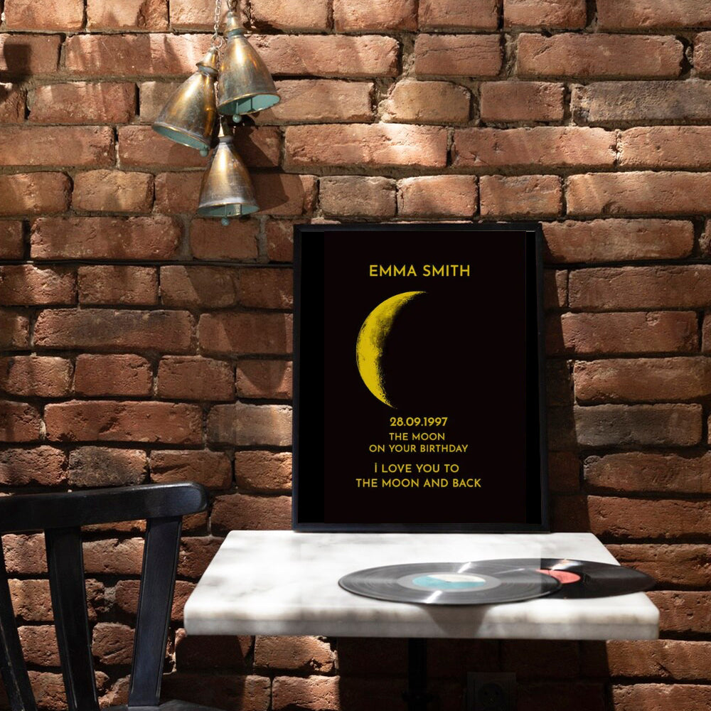 Custom Couple Art Frame/ REAL MOON PHASE - For Memory Gift