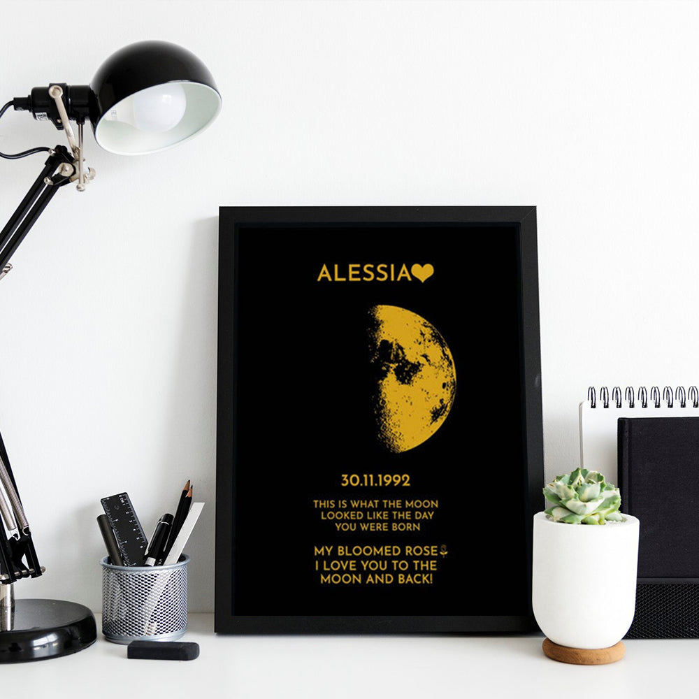 Custom Couple Art Frame/ REAL MOON PHASE - For Memory Gift