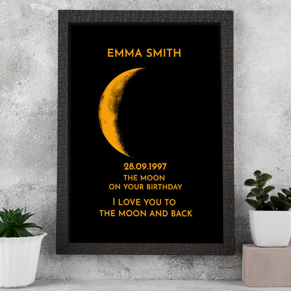 Custom Couple Art Frame/ REAL MOON PHASE - For Memory Gift