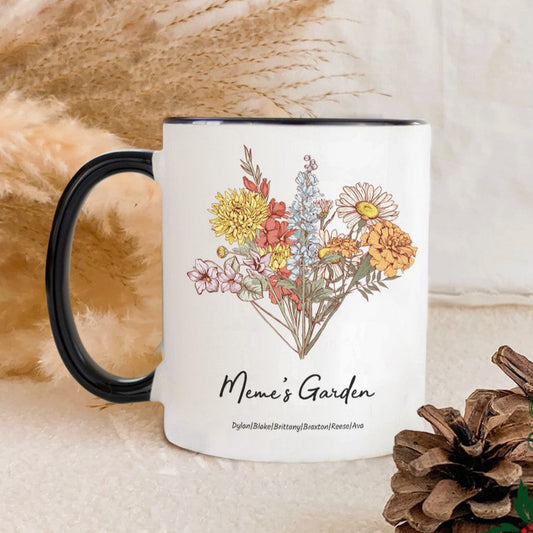 Birth Flower Family Bouquet Custom mug
