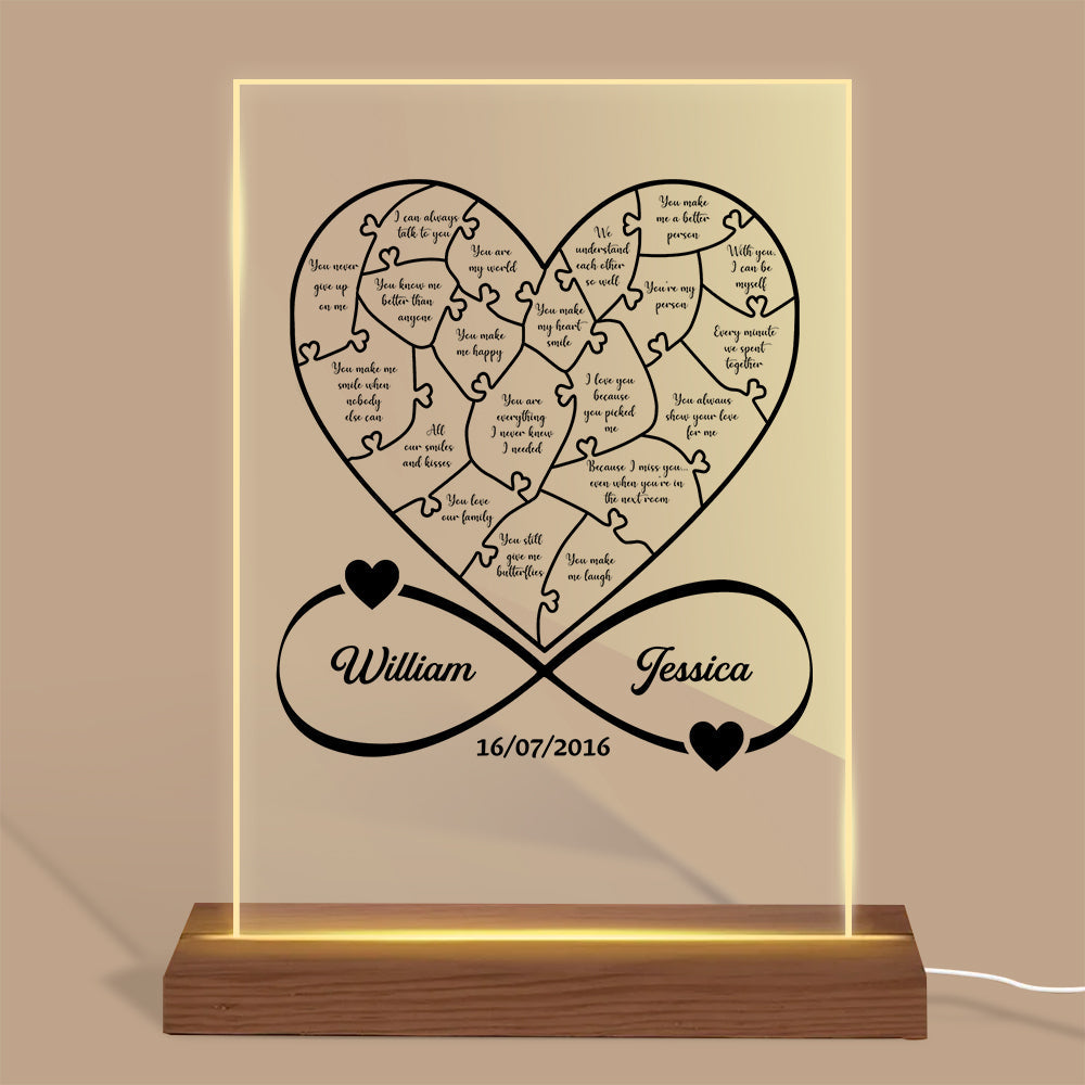 Personalized 12 Reasons Infinite Why I Love You Lamp