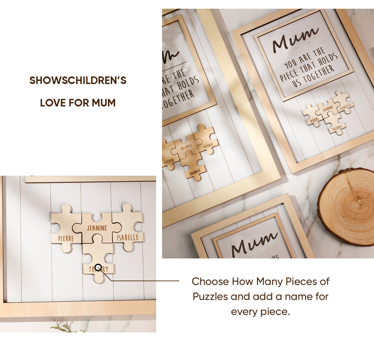 Personalisiertes Holzpuzzle-Rahmen-Geschenk für Mama 