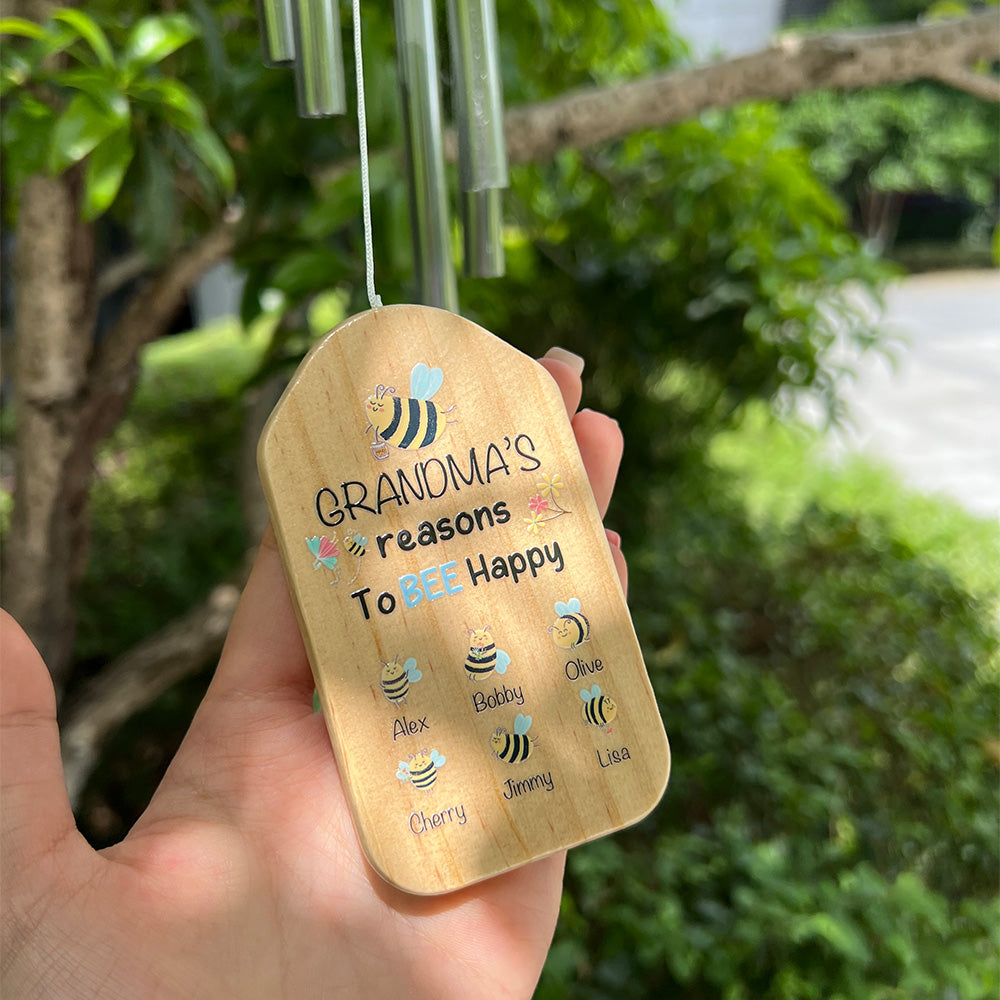 Mama/Grandma's Reasons To Bee🐝 Happy Customized Lucky Wind Chimes