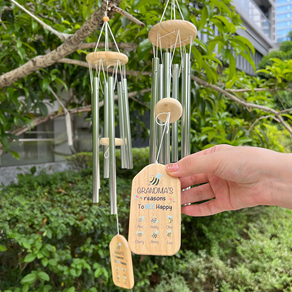 Mama/Grandma's Reasons To Bee🐝 Happy Customized Lucky Wind Chimes