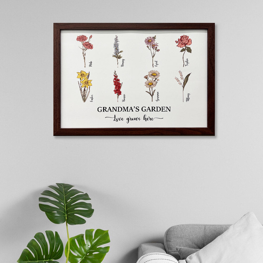 Mom's Garden is Her Children Customized Names Art Print Frame