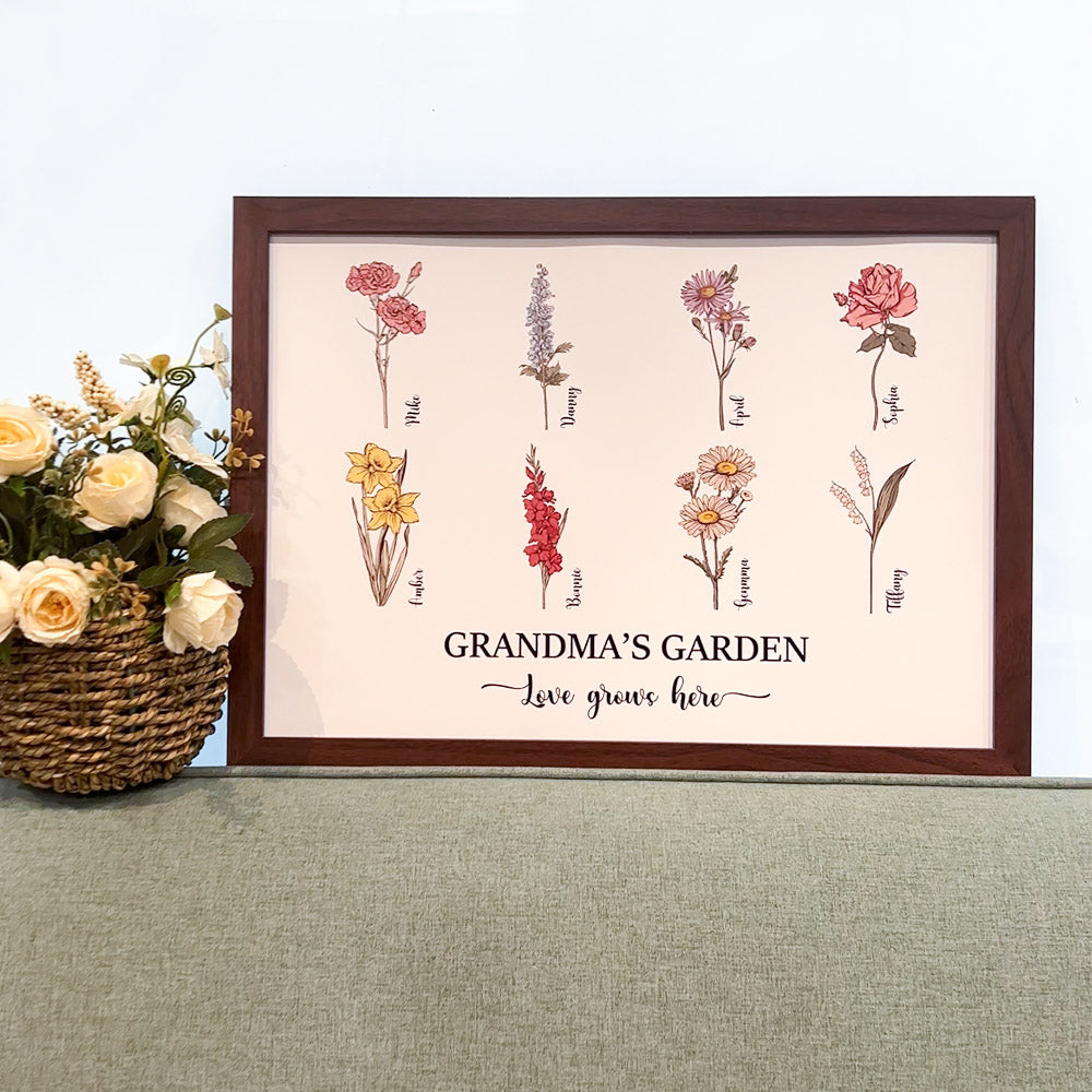 Mom's Garden is Her Children Customized Names Art Print Frame