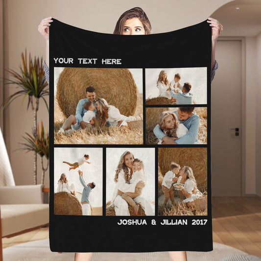 Family Photo Parent-Child Photo Memorial Unique Blanket Add Text