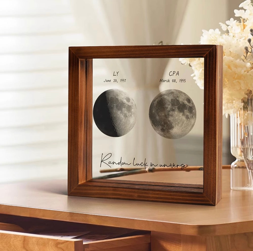 Random luck in universe Custom Moon Phases Print LED Light Frame