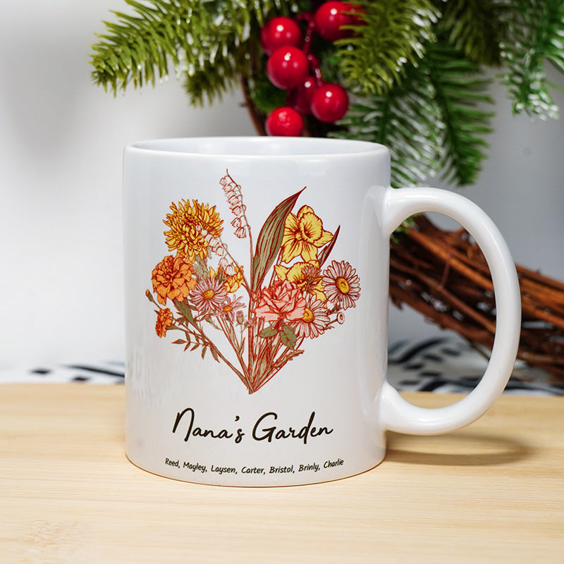 Birth Flower Family Bouquet Custom mug