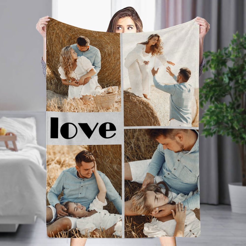Personalized 4 Photos Blankets Custom Blankets Gift For Her