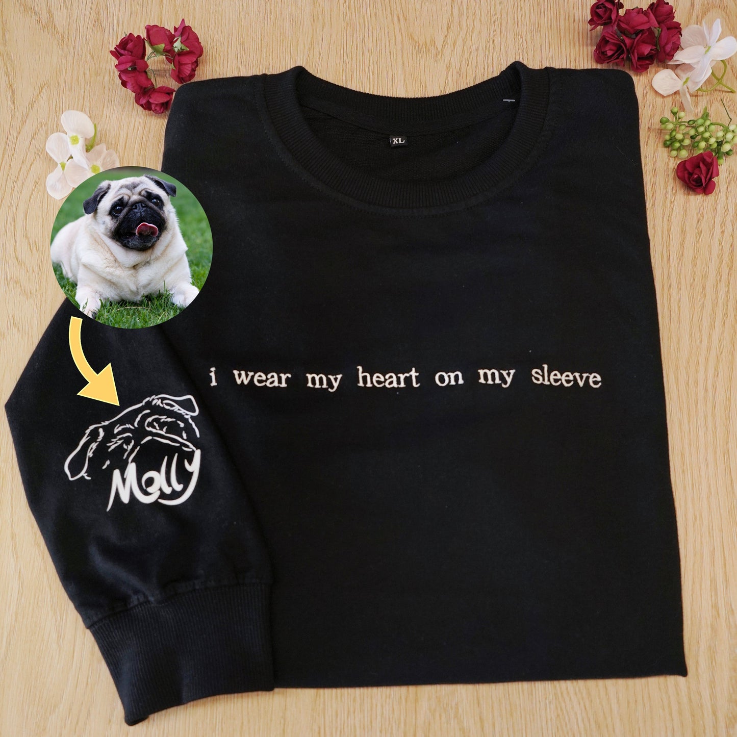 "Heart On My Sleeve" Embroidered Custom Crewneck