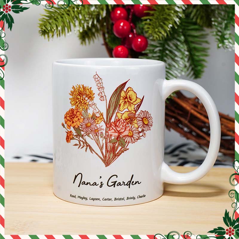 Birth Flower Family Bouquet Custom mug