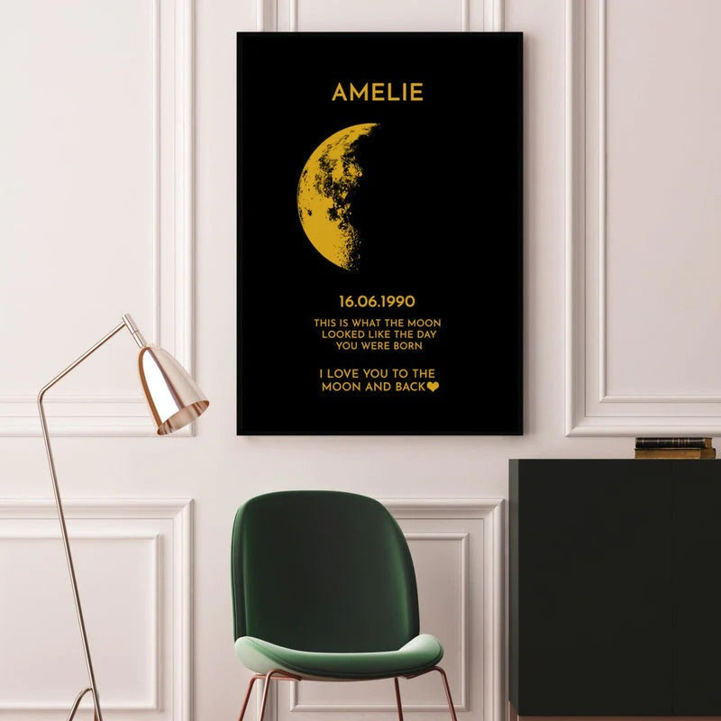 Custom Couple Art Frame/ REAL MOON PHASE - For Memory Gift