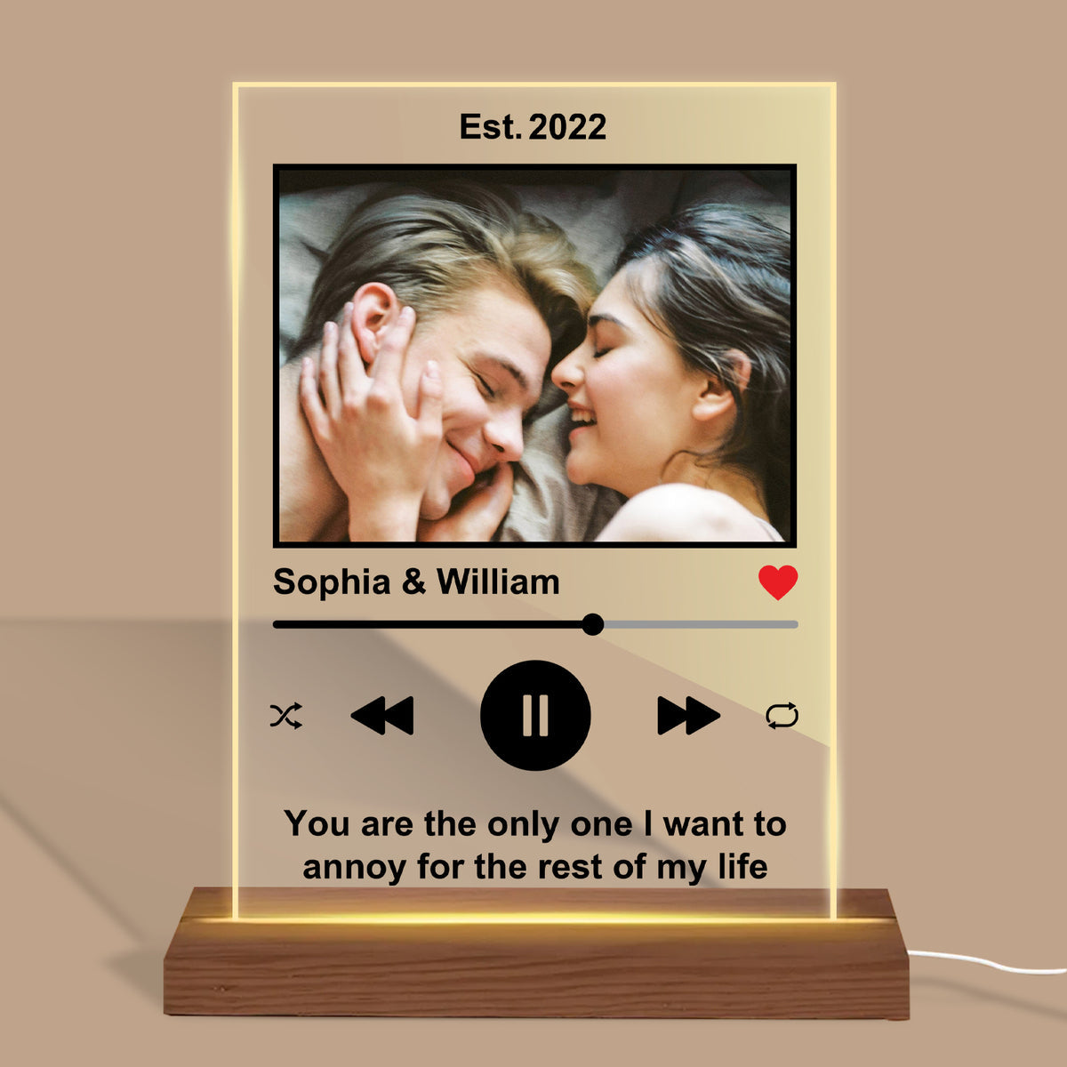 Personalized Love Song Acrylic Plaque LED Lamp
