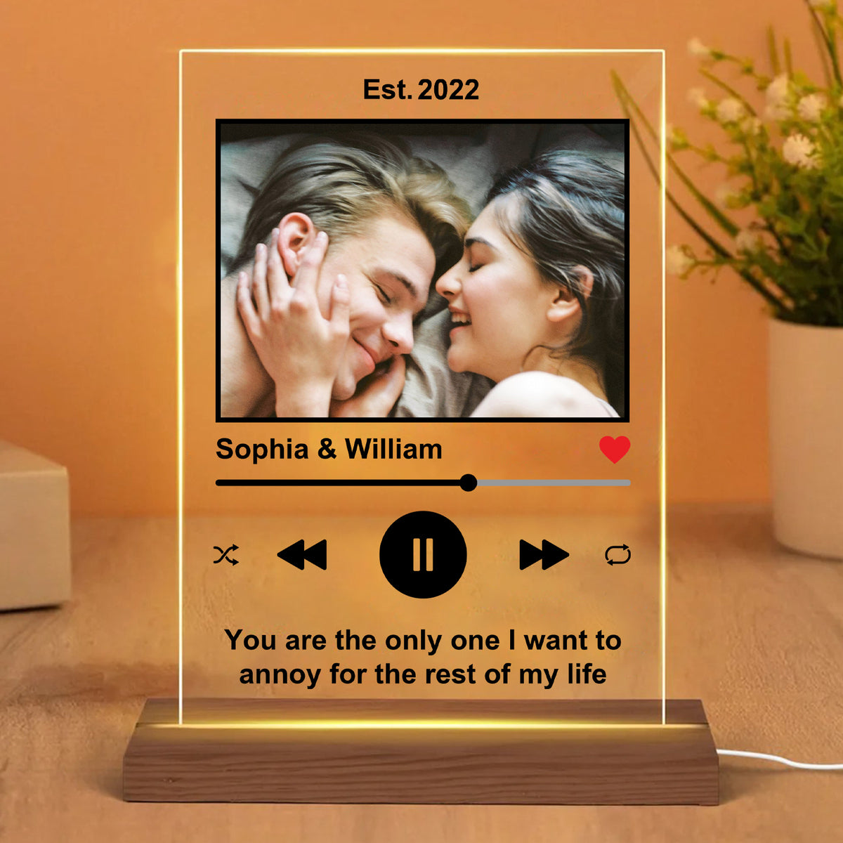 Personalized Love Song Acrylic Plaque LED Lamp