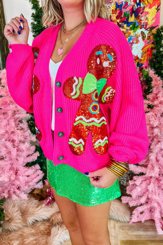 Christmas sequin element sweater cardigan