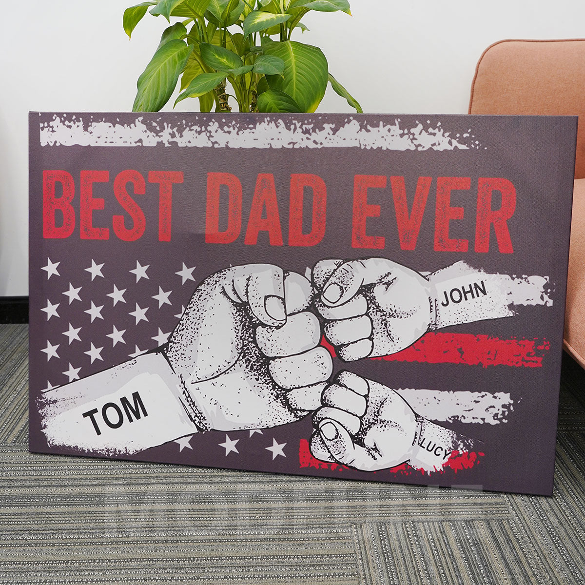 Best Dad Ever Premium Canvas Family