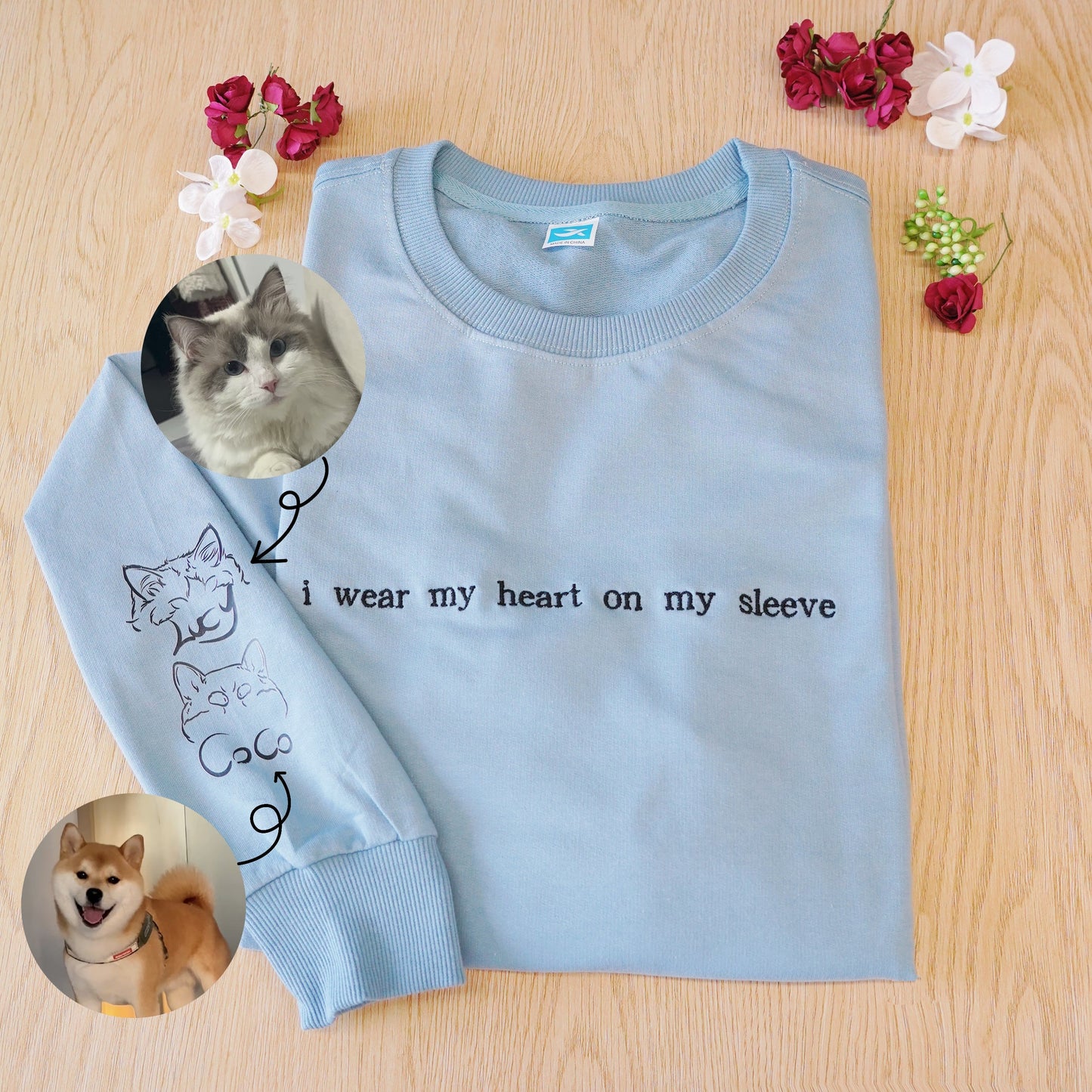 "Heart On My Sleeve" Embroidered Custom Crewneck