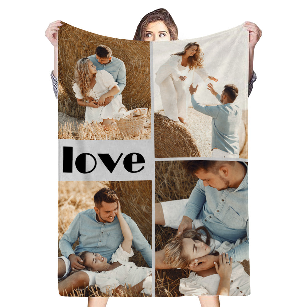 Personalized 4 Photos Blankets Custom Blankets Gift For Her