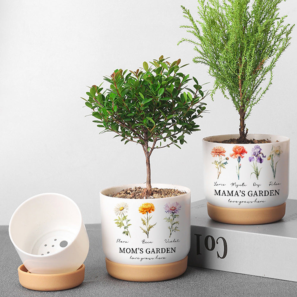 3D Print Customized Birth Flower Pot Mom's Garden is Her Children