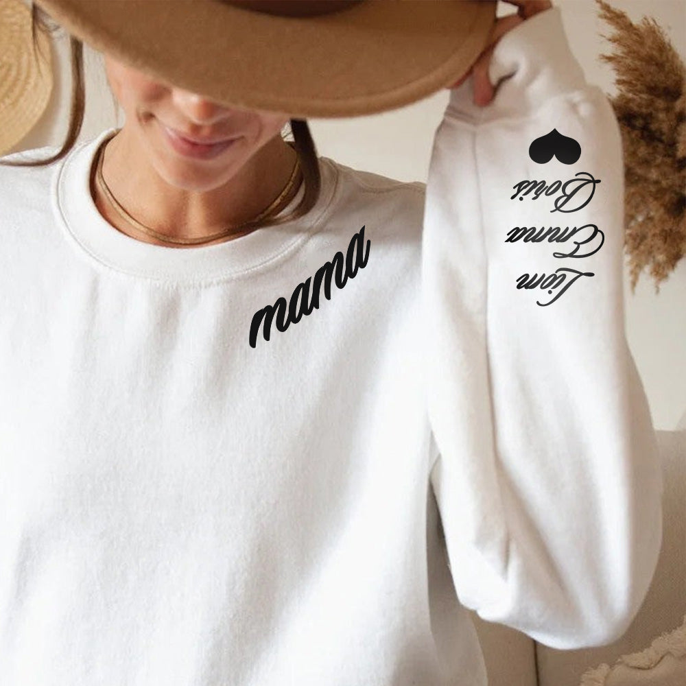 Sweat Mama personnalisé avec le nom des enfants sur la manche💕