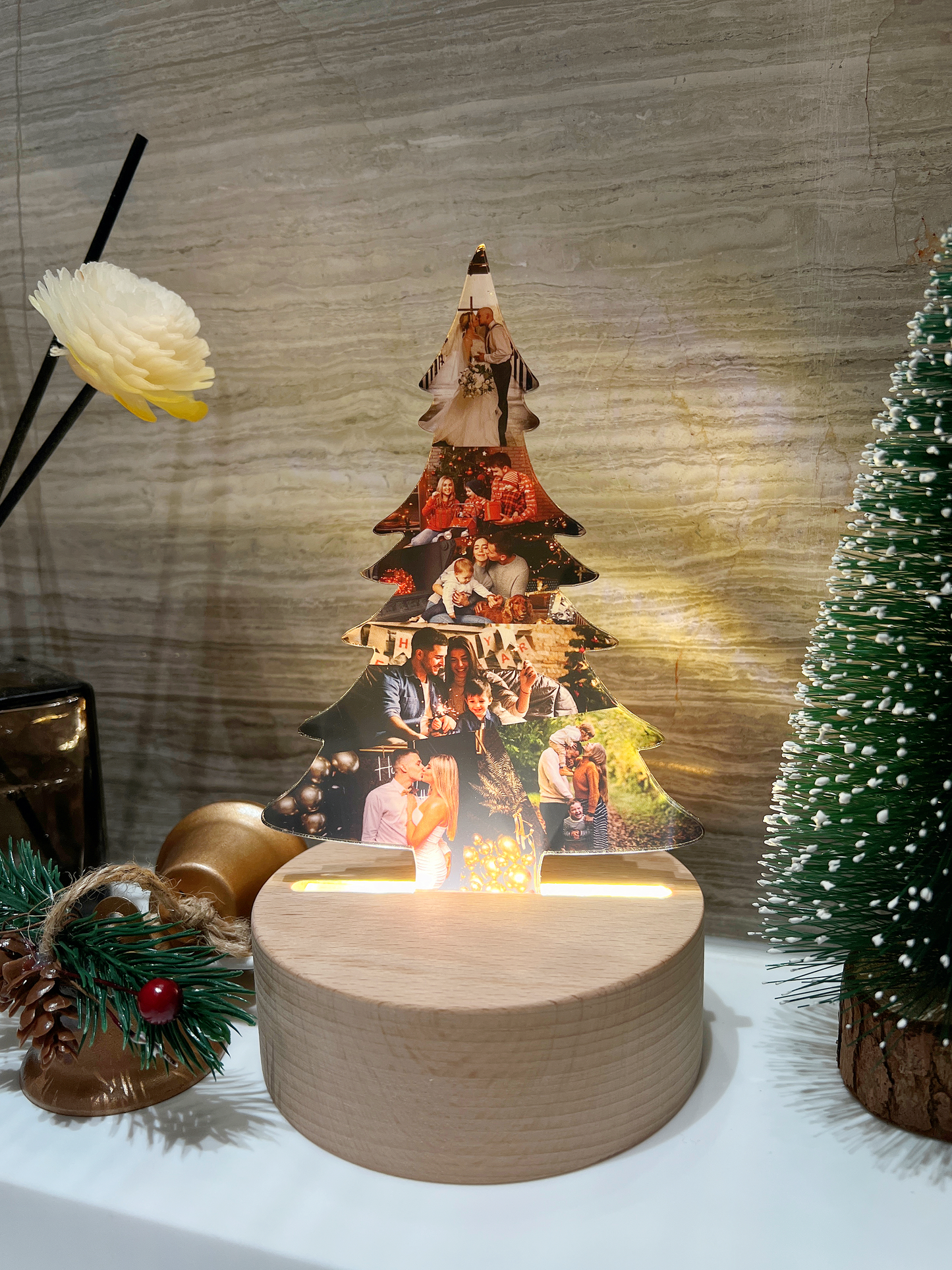 Custom Christmas Tree Shape Photo Collage Lamp with Photos 🎄