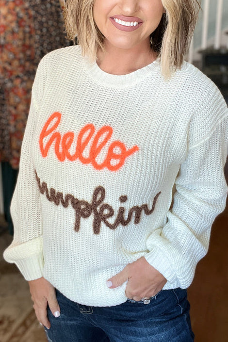 Hello Halloween Crochet Sweater Casual Top