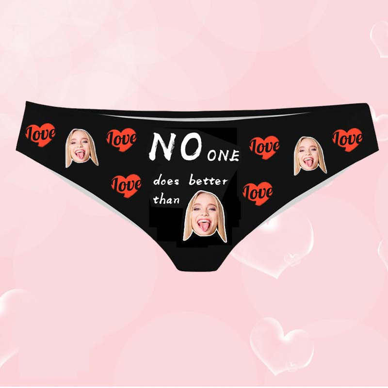 Custom NO ONE DOES BETTER Face Heart with Text Photo Boxer