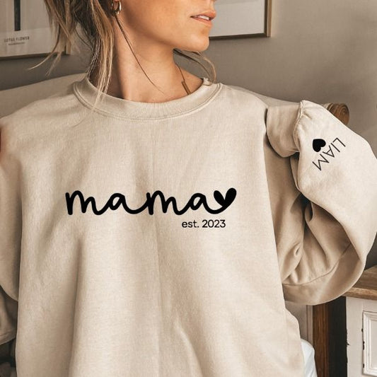 Personalisierte Mama Sweatshirt, mit Kindernamen, Geschenk für Mama