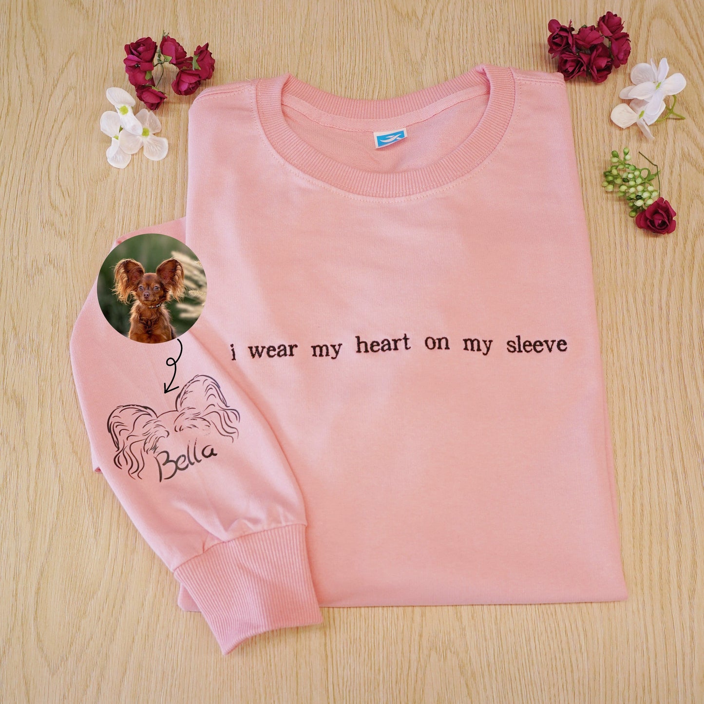 "Heart On My Sleeve" Embroidered Custom Crewneck