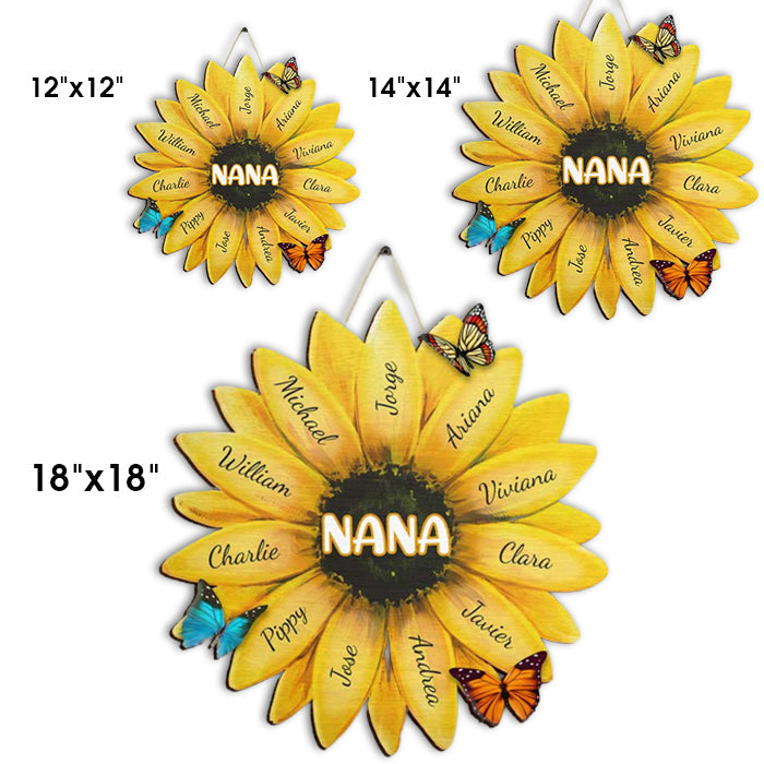 Family Sunflower Sign - Gift For Grandma Nana Mom Personalized