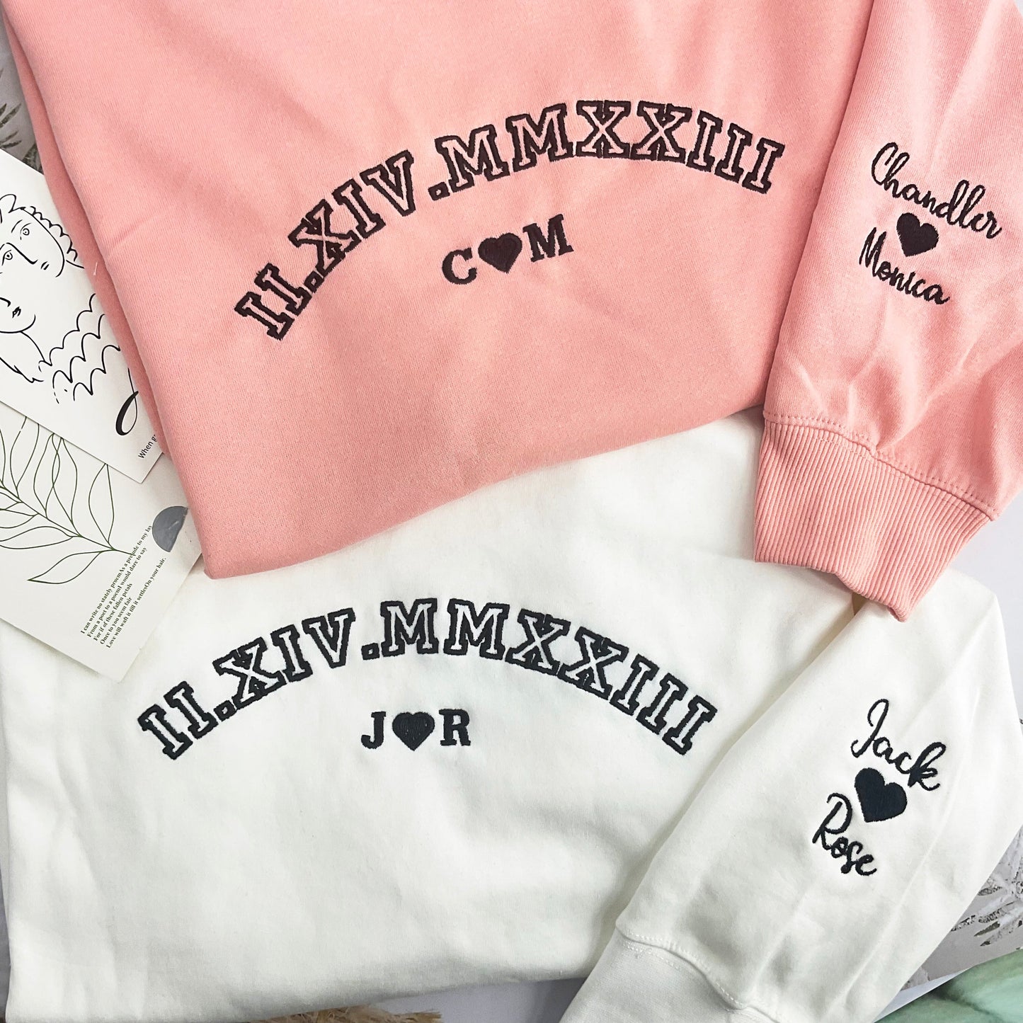 Custom Embroider Roman Numeral Crewneck Hoodie