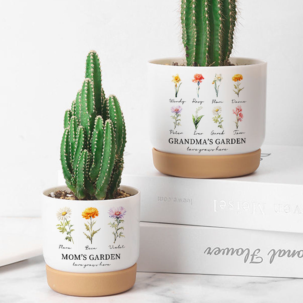 3D Print Customized Birth Flower Pot Mom's Garden is Her Children