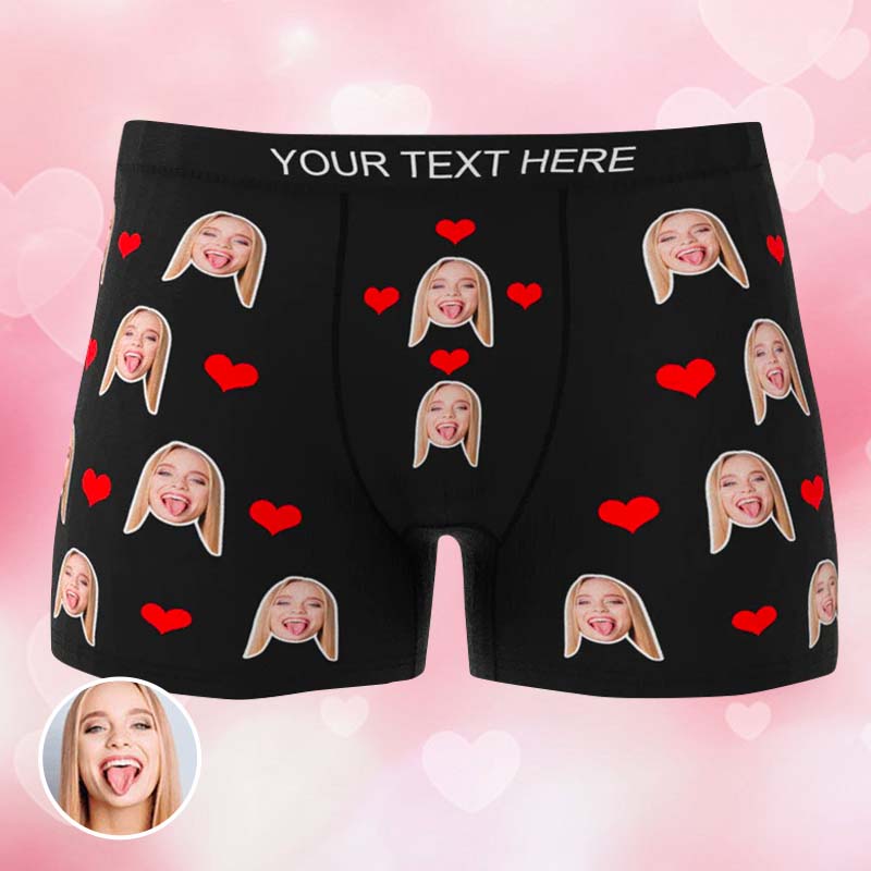 Custom Funny Heart Face Photo Boxer